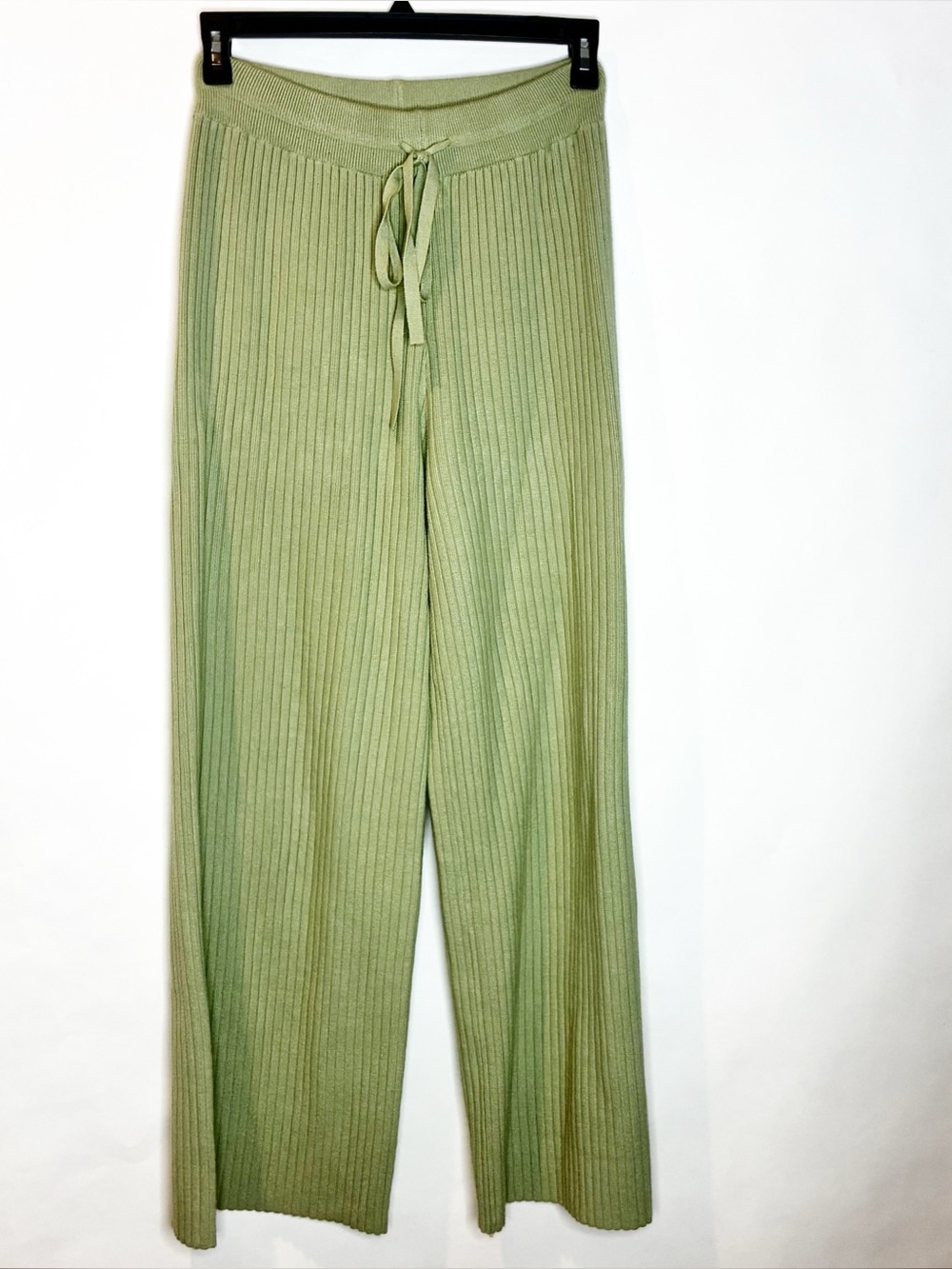 BEIGE BOTANY | Ribbed Knit Wide Leg Lounge Pants Drawstring Sweater Knit